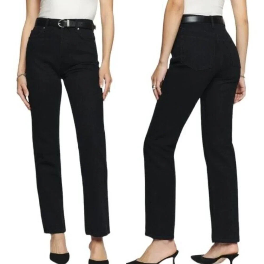 Reformation Black High Rise Straight Jeans 9994
